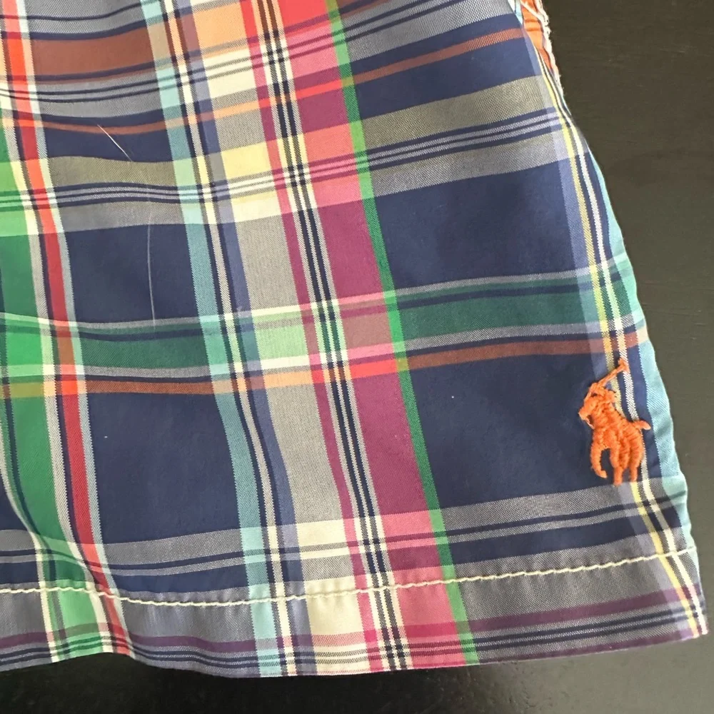 Ralph Lauren Toddler Multicolor Plaid Swim Trunks | 18M | Blue